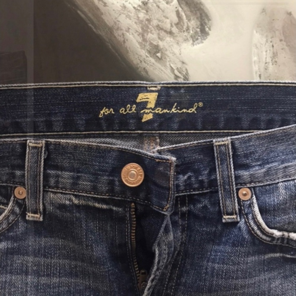 7 for all mankind rhinestones denim skirt